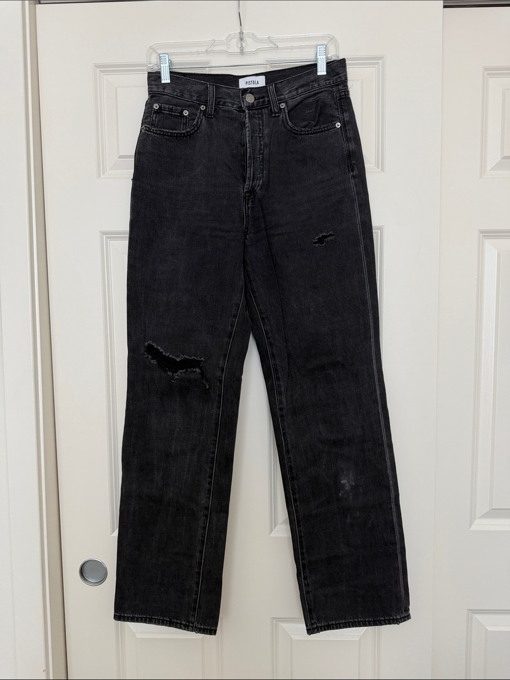 pistola Washed Black High-Rise Straight Jeans